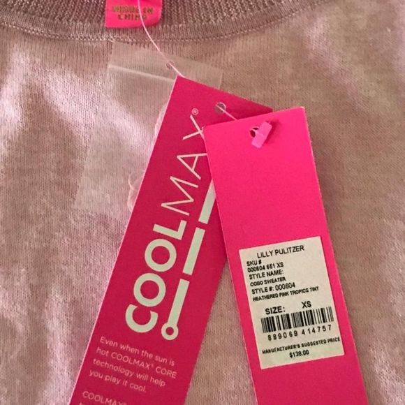 NWT’s Pink Cool knit Lily Pulitzer long sleeve top Cobo Sweater size XS - Picture 7 of 8